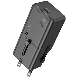 Мережевий зарядний пристрій Hoco AC25 Mini 30w GaN PD USB-C universal travel charger black - фото Мережевий зарядний пристрій Hoco AC25 Mini 30w GaN PD USB-C universal travel charger black
