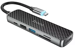 Мультипортовый USB Type-C хаб (концентратор) Hoco HB24 6-in-1 Hub Silver