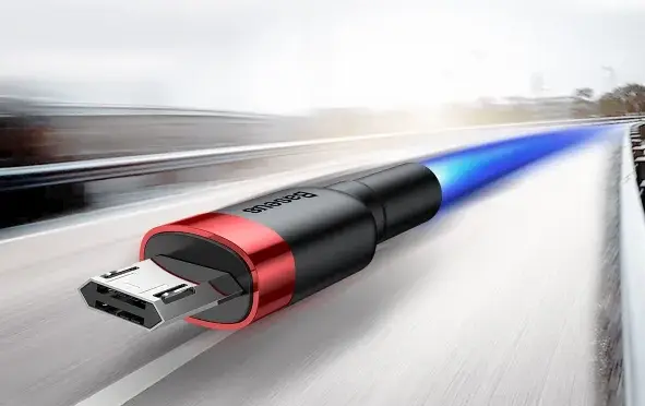 Кабель Baseus Cafule USB-A - micro USB 12w 2.4a 3м cable Black/Red (CAMKLF-H91) - фото 7