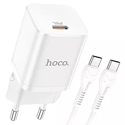 Сетевое зарядное устройство Hoco N19 Rigorous PD 25W + USB C-C Cable White