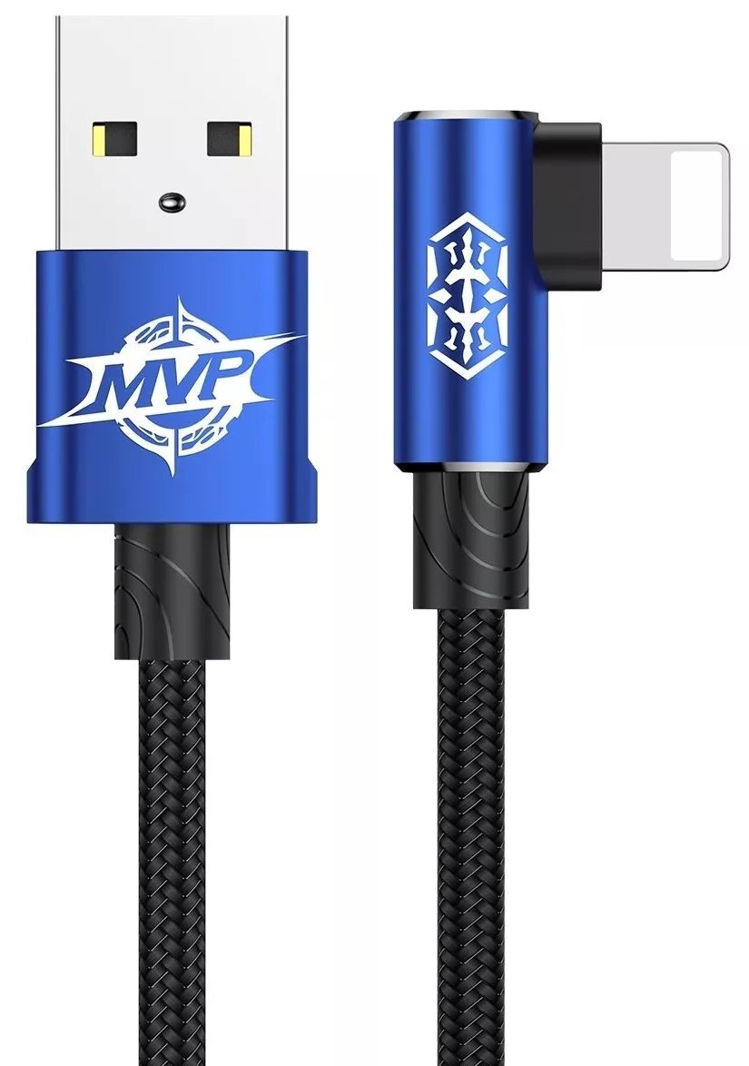Кабель Baseus MVP Elbow USB-A - Lightning 12w 2.4a 1м cable Blue (CALMVP-03) - фото 1