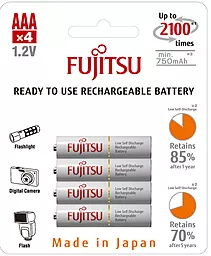 Аккумулятор Fujitsu AAA (R03) 750mAh 4шт (HR-4UTC)