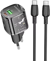 Сетевое зарядное устройство Borofone BN17 20w PD/QC USB-C/USB-A ports fast charger + USB-C to USB-C cable black - фото Сетевое зарядное устройство Borofone BN17 20w PD/QC USB-C/USB-A ports fast charger + USB-C to USB-C cable black
