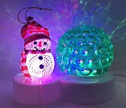 Світлодіодна диско куля + Сніговик, світильник новорічний