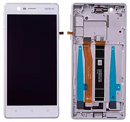 Дисплей Nokia 3 Dual Sim TA-1032 + Touchscreen with frame (original) White