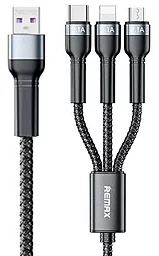 Універсальний кабель Remax Jany 3-in-1 USB-A to Type-C/Lightning/micro USB 15w 3.1a 1м сable Black (RC-124) - фото Універсальний кабель Remax Jany 3-in-1 USB-A to Type-C/Lightning/micro USB 15w 3.1a 1м сable Black (RC-124)