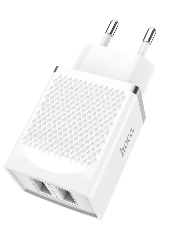 Сетевое зарядное устройство Hoco C43A 2.4a 2xUSB-A ports charger white - фото 2