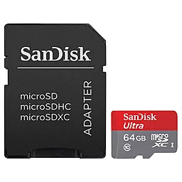 Карта памяти SanDisk microSDXC 64GB Ultra Class 10 UHS-I + SD-адаптер (SDSQUNC-064G-GN6IA)