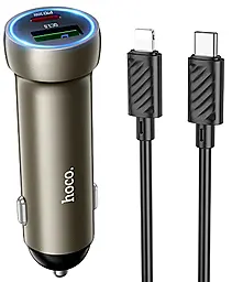 Автомобільний зарядний пристрій Hoco Z54A 48w PD USB-C/USB-A ports car charger + USB-C to Lightning cable gold - фото Автомобільний зарядний пристрій Hoco Z54A 48w PD USB-C/USB-A ports car charger + USB-C to Lightning cable gold