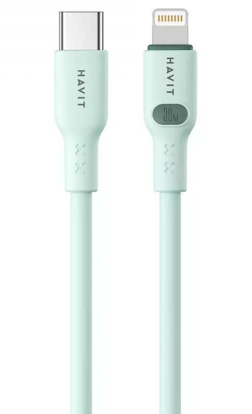 Кабель Havit HV-CB6281 USB Type-C - Lightning 30w 3a 1м PD сable Green - фото 1