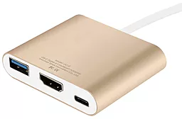 Мультипортовый USB Type-C хаб Baseus Sharp Series USB-C -> HDMI/USB 3.0/Type-C Luxury Gold (CAAPMCBK-HHM0V) - миниатюра 3