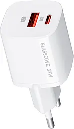 Сетевое зарядное устройство Glasscove 33w GaN PD USB-C/USB-A ports cahrger white (TC-099BPQ33) - фото Сетевое зарядное устройство Glasscove 33w GaN PD USB-C/USB-A ports cahrger white (TC-099BPQ33)