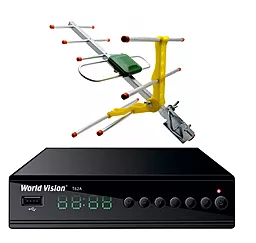 Комплект цифрового ТВ World Vision T62A + Антенна Eurosky ES-003 жёлтая - фото Комплект цифрового ТВ World Vision T62A + Антенна Eurosky ES-003 жёлтая