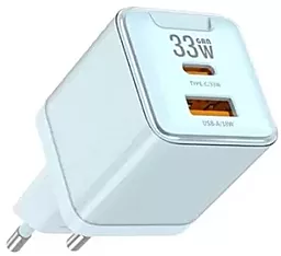 Сетевое зарядное устройство Jellico EU55 33w GaN PD USB-C/USB-A ports charger blue