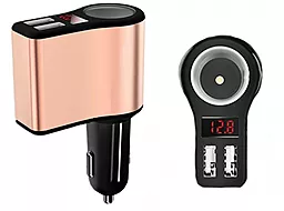 Автомобильное зарядное устройство Hoco 2 USB Car charger 2.1А+LCD Black (Z10) - миниатюра 3