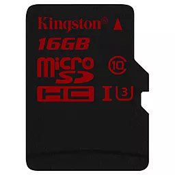 Карта памяти Kingston microSDHC 16GB Class 10 UHS-I U3 (SDCA3/16GBSP)