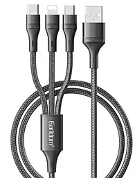 Кабель Earldom EC-IMC031 3-in-1 USB-A to Type-C/Lightning/micro USB 15w 3a 1.2м сable Black - фото Кабель Earldom EC-IMC031 3-in-1 USB-A to Type-C/Lightning/micro USB 15w 3a 1.2м сable Black