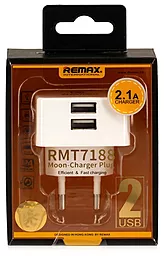 Мережевий зарядний пристрій Remax Moon Dual USB Home Charger 2.1A White (RMT7188 / RM-T7188) - мініатюра 10