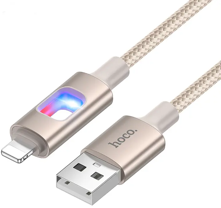 Кабель Hoco U144 USB-A - Lightning 12w 2.4a 1.2м cable Gold - фото 2
