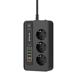 Мережевий фільтр (подовжувач) Proove Power Socket PD-03 2м 3 розетки 5USB-A/USB-С з вимикачeм чорний чорний (PSP320510001)