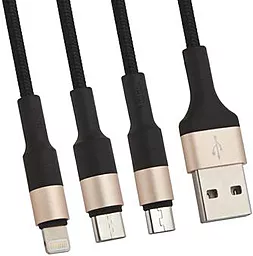 Кабель USB Hoco X26 Xpress 3-in-1 USB Type-C/Lightning/micro USB Cable Black/Gold - миниатюра 2