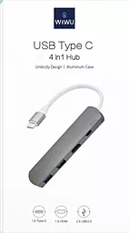 Мультипортовый USB Type-C хаб WIWU T3 Plus USB-C -> USB-C+HDMI+2xUSB3.0 HUB (T3Pg) - миниатюра 4