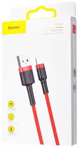 Кабель Baseus Cafule USB-A - Lightning 10w 3м cable Red/Red (CALKLF-R09) - фото 3