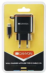 Сетевое зарядное устройство Canyon Charger 2.1A Type-C Cable Black (CNE-CHA042BO) - миниатюра 3