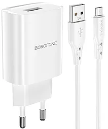 Мережевий зарядний пристрій Borofone BN1 Innovative 2.1a + micro USB cable White