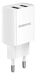 Мережевий зарядний пристрій Borofone BA53A Powerway 2USB 2.1A White
