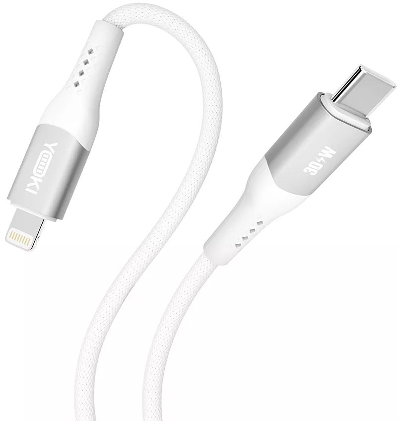 Кабель Yoki YK-SO15 SOLID USB Type-C - Lightning 30w 3a 1.2м PD сable White - фото 4