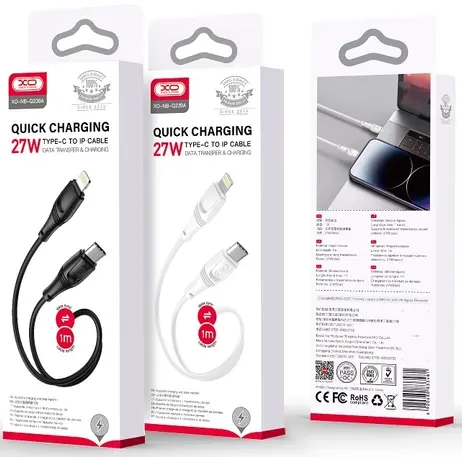 Кабель XO NBQ239A USB Type-C - Lightning 27w 3a PD cable Black - фото 4