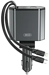 Автомобільний зарядний пристрій XO CC62 Smart 104w PD USB-C/UBS-A ports car charger + USB-C 65w/Lightning cables black - фото Автомобільний зарядний пристрій XO CC62 Smart 104w PD USB-C/UBS-A ports car charger + USB-C 65w/Lightning cables black