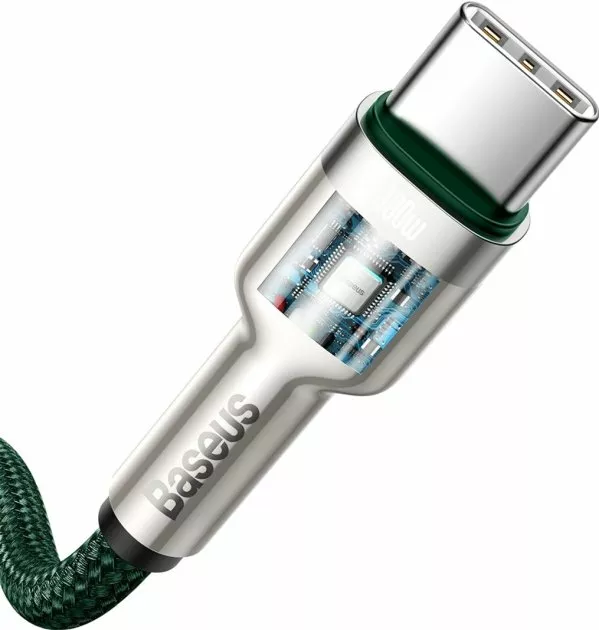 Кабель Baseus Cafule USB Type-C - Type-C 100w 5a 1м PD cable Green (CATJK-C06) - фото 4