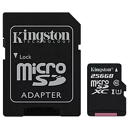 Карта памяти Kingston microSDXC 256GB Class 10 UHS-I U1 + SD-адаптер (SDC10G2/256GB)