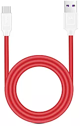 USB Кабель Hoco X11 Fast Charging USB Type-C 5A  White/Red - мініатюра 2