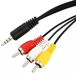 Видеокабель AUX mini-Jack 3.5мм - 3RCA М/М 1 м black Voltronic - фото Видеокабель AUX mini-Jack 3.5мм - 3RCA М/М 1 м black Voltronic