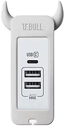 Сетевое зарядное устройство Momax U.Bull 1 Type C + 2 USB Charger EU White (UM3SEUW) - миниатюра 2
