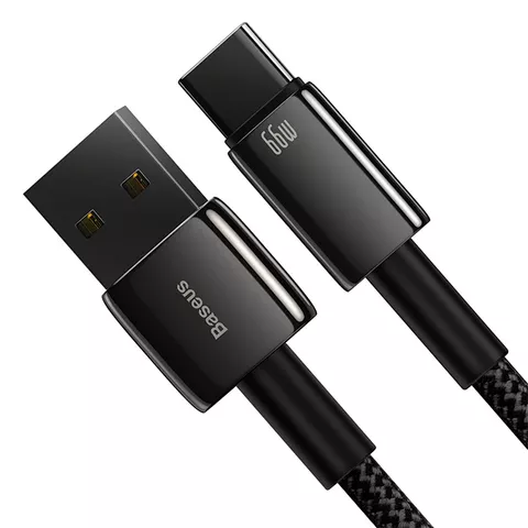 Кабель Baseus Tungsten Gold USB-A - Type-C 66w 6a 1м Huawei SCP cable Black (CATWJ-B01) - фото 3