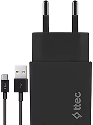 Сетевое зарядное устройство Ttec SmartCharger 10.5W 2.1A USB-A + USB - C Cable Black (2SCS20CS)