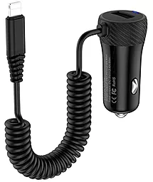 Автомобильное зарядное устройство Hoco Z21A 2.4a car charger + Lightning cable black - фото Автомобильное зарядное устройство Hoco Z21A 2.4a car charger + Lightning cable black