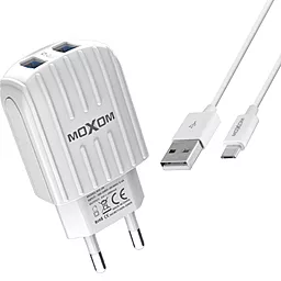 Сетевое зарядное устройство Moxom KH-48 2.4a 2xUSB-A ports charger + micro USB cable white