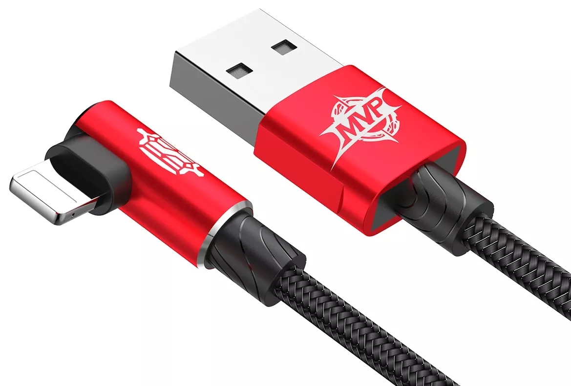 Кабель Baseus MVP Elbow USB-A - Lightning 12w 2.4a 2м cable Red (CALMVP-A09) - фото 7