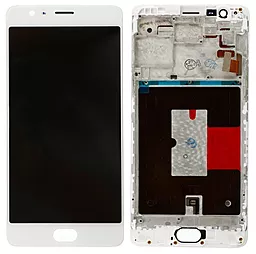 Дисплей OnePlus 3, 3T (A3000, A3003) з тачскріном і рамкою, (TFT), White