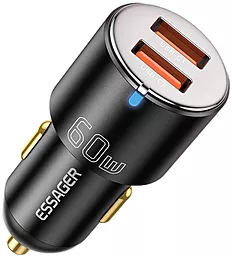 Автомобильное зарядное устройство Essager 60w QC 2xUSB-A car charger black (ECC2A-FF01) - фото Автомобильное зарядное устройство Essager 60w QC 2xUSB-A car charger black (ECC2A-FF01)