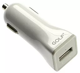 Автомобільний зарядний пристрій GOLF GF-C1L c кабелем Lightning White