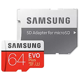 Карта памяти Samsung microSDXC 64GB Class 10 UHS-I U3 + SD-адаптер (MB-MC64GA/RU)