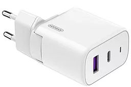 Мережевий зарядний пристрій з швидкою зарядкою Joyroom L-QP451 USB/PD Type-C 45W + USB Type-C Cable White