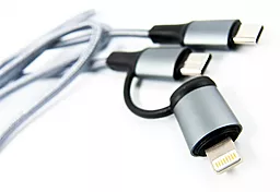 USB PD Кабель Dengos USB Type-C -> Type-C/Lightning CableСірий (NTK-TC-TCL-GREY) - мініатюра 3