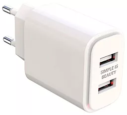 Сетевое зарядное устройство XO L90C 2.4a 2xUSB-A ports charger white